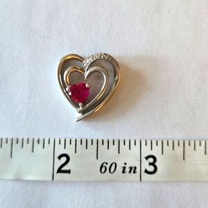 Heart Pendant Sterling Silver with Ruby Red Gemstone